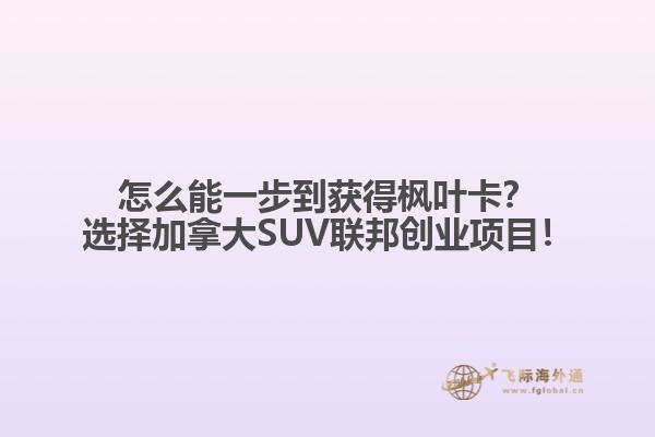 怎么能一步到獲得楓葉卡？選擇加拿大SUV聯(lián)邦創(chuàng)業(yè)項(xiàng)目！