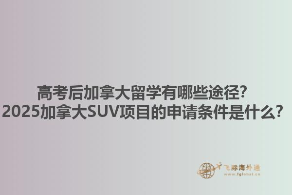 高考后加拿大留學(xué)有哪些途徑？2025加拿大SUV項目的申請條件是什么？1.jpg